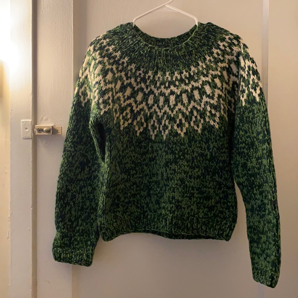 American Eagle Lambswool Hand Knit Sweater (L) Saint Patrick’s day